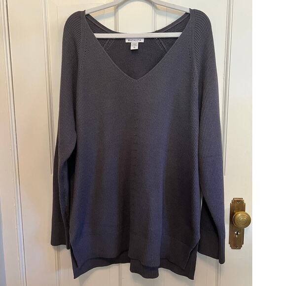 Athleta Sweaters - NEW Athleta Women's XL Hanover Refined V Neck Sweater Merino Wool Blend Purple